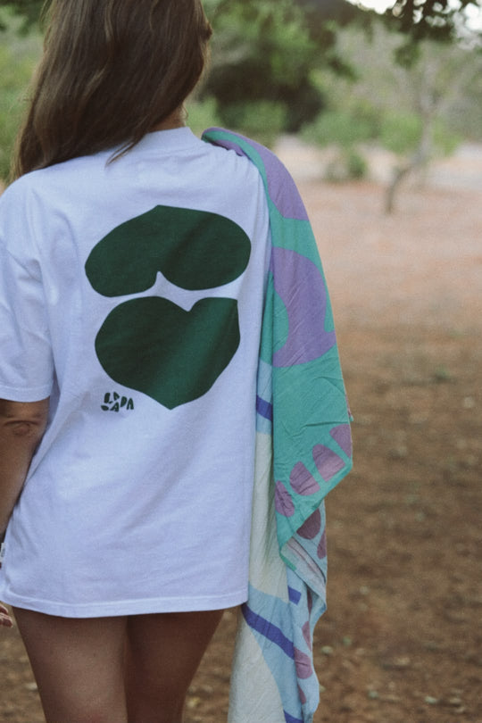 Green Echo Tee white