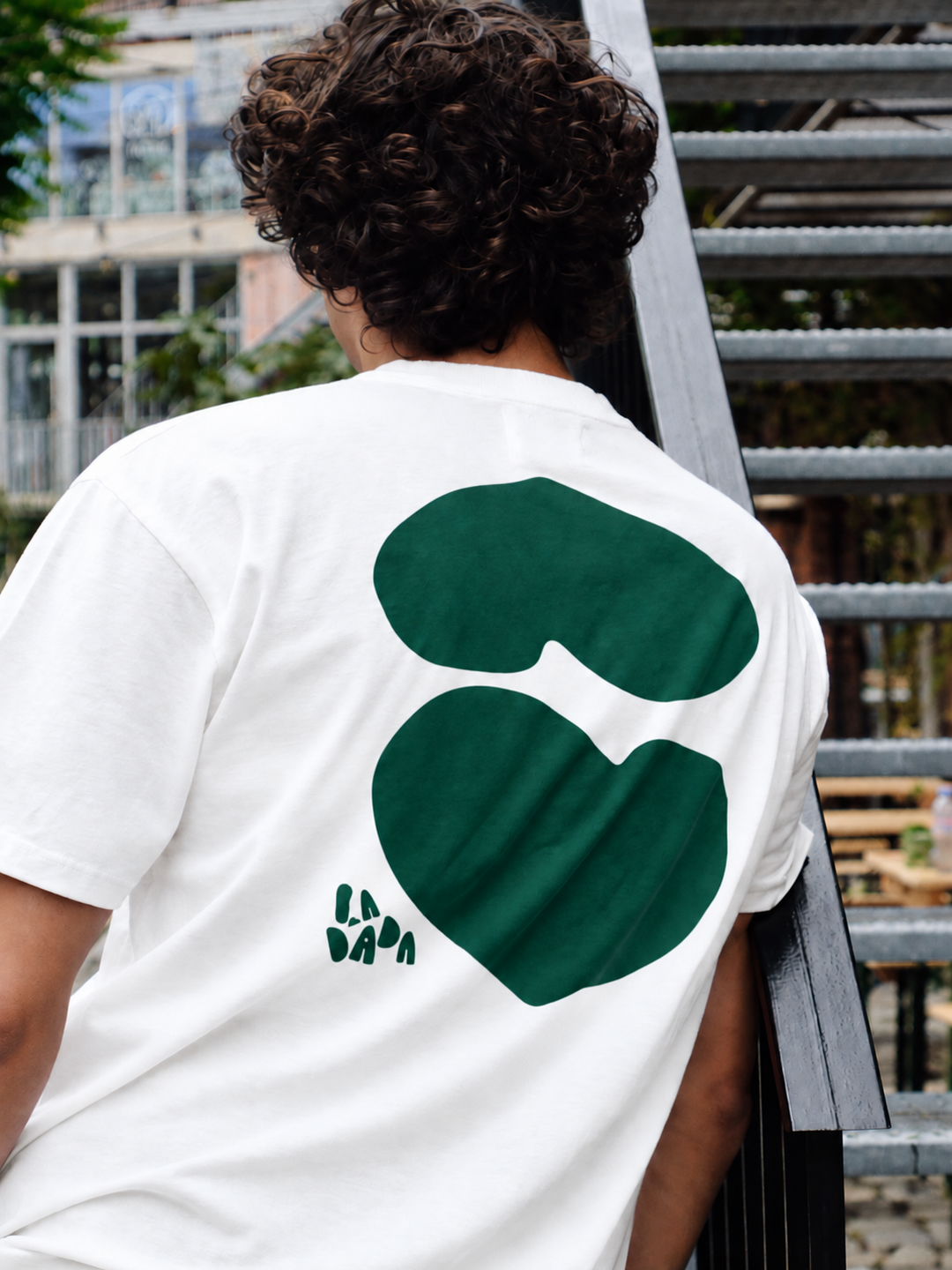 Green Echo Tee white