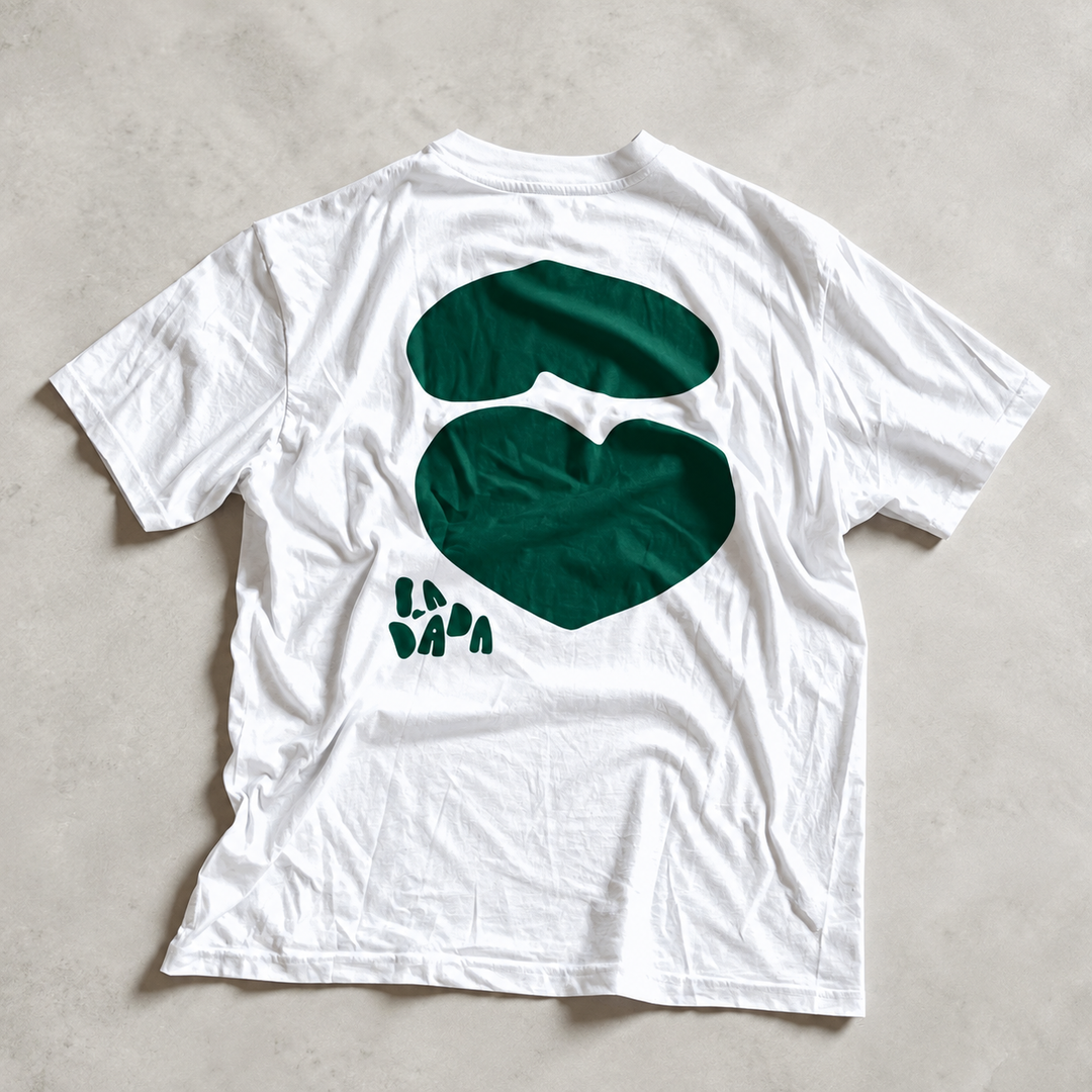 Green Echo Tee white