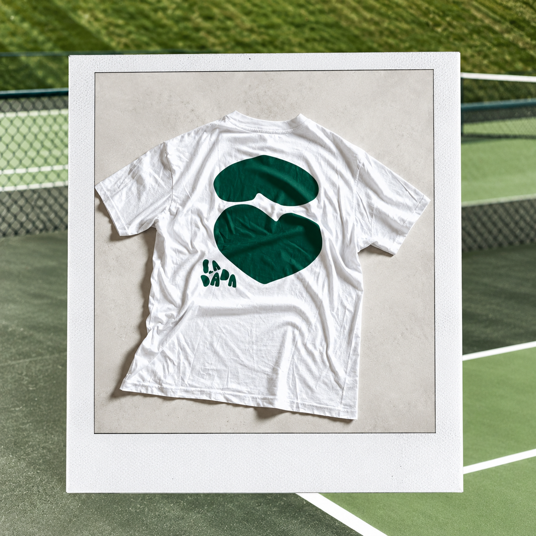 Green Echo Tee white