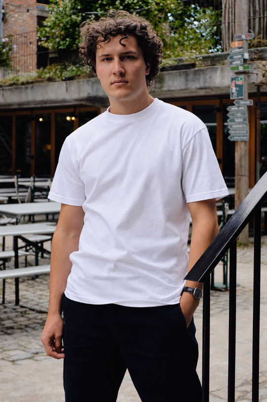 Green Echo Tee white